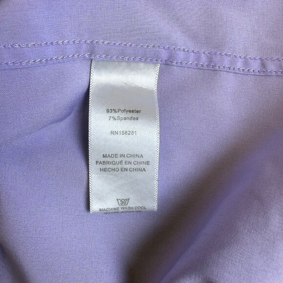 Tom Baine Mens Lavender Button-Up Shirt Long Sleeve Spandex Blend Sz XL - Picture 6 of 9